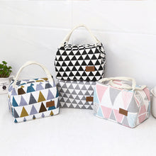 Load image into Gallery viewer, Portable Grid pattern Lunch Bag For Women Kids Men Insulated Canvas Box Tote Bag Thermal Cooler Food bag